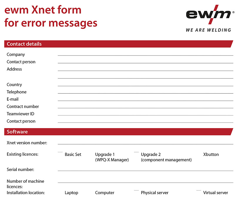 DE ewm Xnet-foutmelding