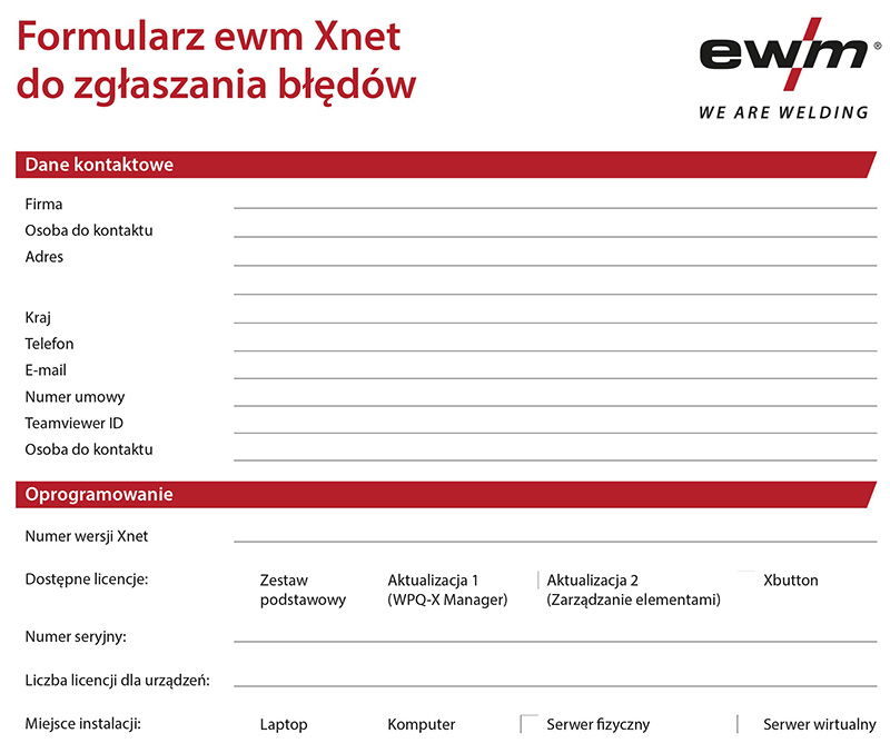 DE Zgłoszenie błędu ewm Xnet