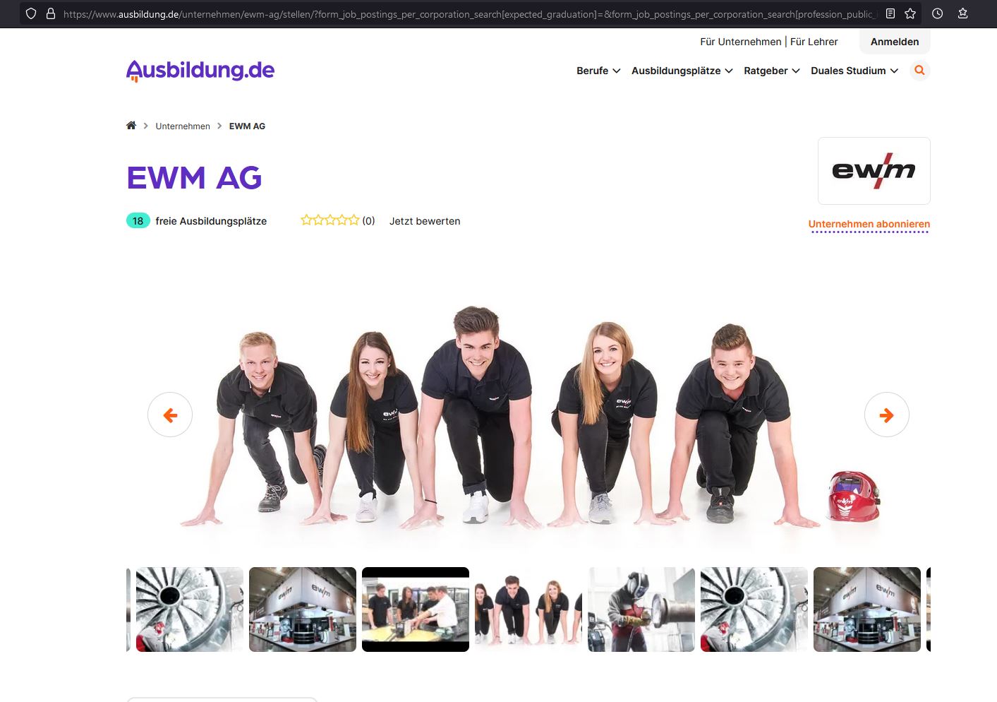 Webseite Ausbildung.de